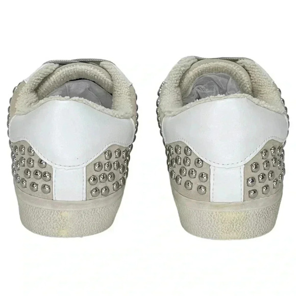 AQUA Womens Sneakers 8.5M Tess White Multi Leather Silver Studded - Picture 8 of 14